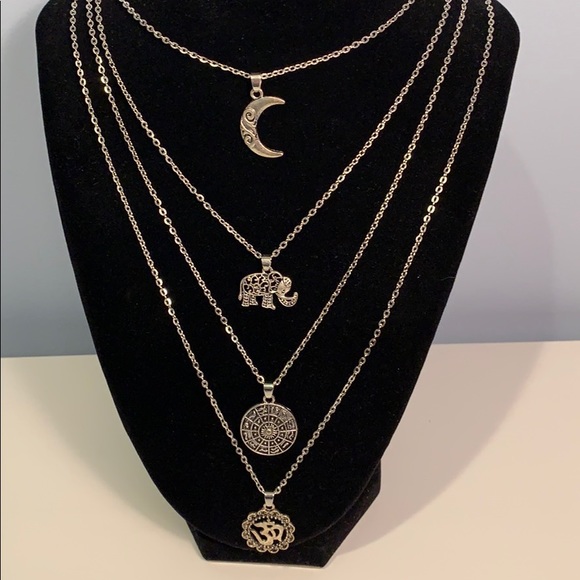 Boho Silver Tone Multi-Layer Choker - Picture 3 of 5